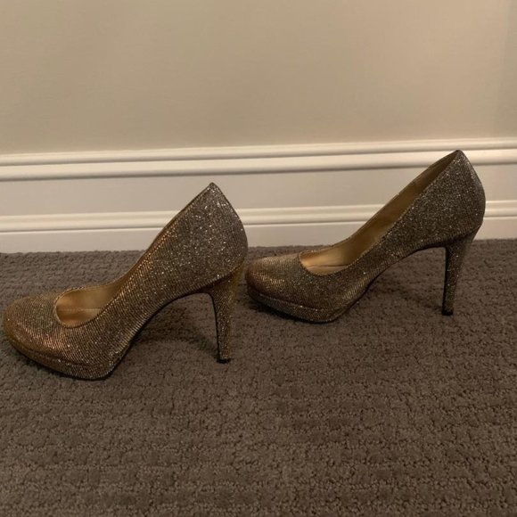 FIOMI NIGHT SPARKLY METALLIC PLATFORM HEELS SIZE 5 - Picture 3 of 4